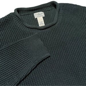 L.L.Bean Men's Green Waffle Knit 100% Organic Cotton Sweater Size XL-Reg